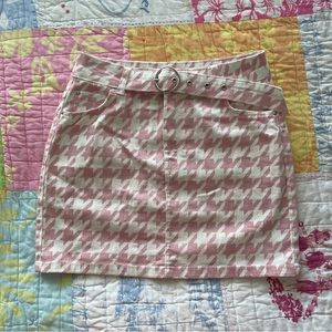 Pink Houndstooth Bershka Skirt